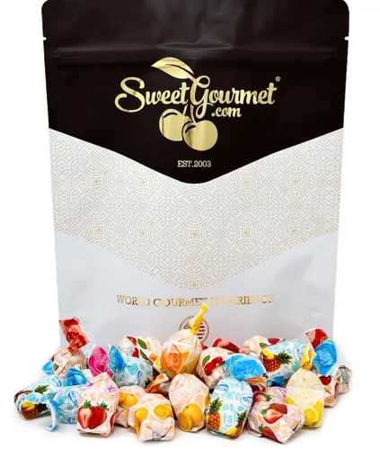 SweetGourmet Caramelos duros Bon Bon Bon rellenos de frutas, bolsa a granel de 1 libra, dulces envueltos sin gluten de alta calidad Arcor