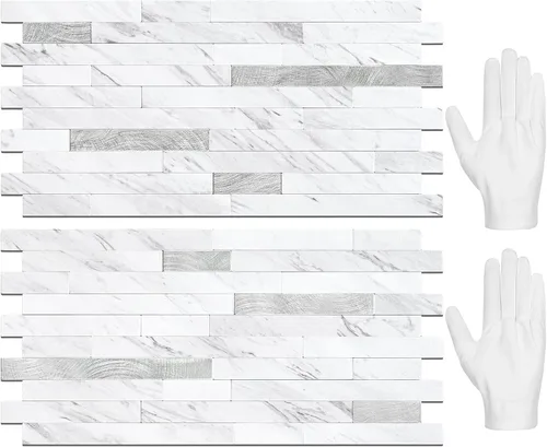 Miniatura 18 de STICKGOO 2 Hojas de Azulejos Adhesivos Despegables para Salpicadero, Azulejos Adhesivos para Salpicadero de Cocina y Baño, Aspecto de Madera Negro