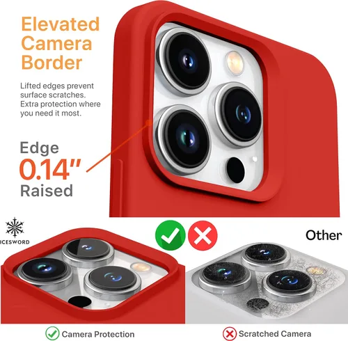 Miniatura 5 de IceSword Funda compatible con iPhone 15 Pro, silicona líquida, delgada, protección de cuerpo completo, suave, antiarañazos, color rojo, para hombres