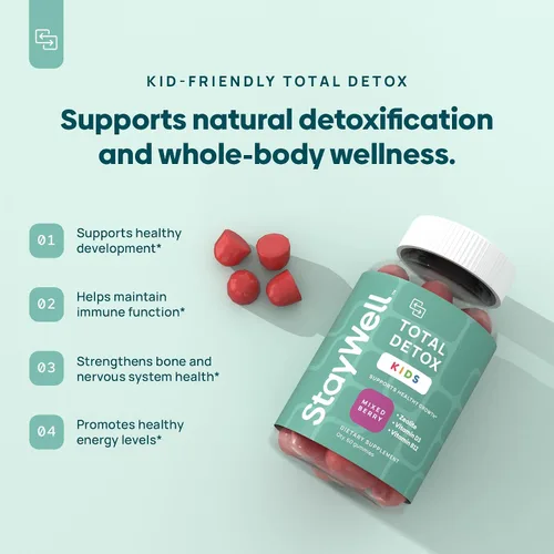 Miniatura 3 de Stay-Well Naturals Natural Zeolite Heavy Metal Detox Kids, gomita masticable, zeolita micronizada, limpieza total de metales corporales, limpieza