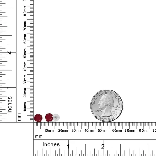 Miniatura 4 de Pendientes de tuerca de oro blanco de 14 quilates con piedras preciosas de rubí rojo de 0.236in