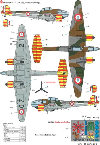 Miniatura 5 de Techmod 48087 1/48 Potez 63-11 French Fighter Wet Decal WWII w/Mask WWII