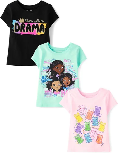 Miniatura 19 de The Children's Place Camisetas estampadas de manga corta para bebés y niñas pequeñas, con diseño de unicornios y mariposas, a la moda, paquete de 3