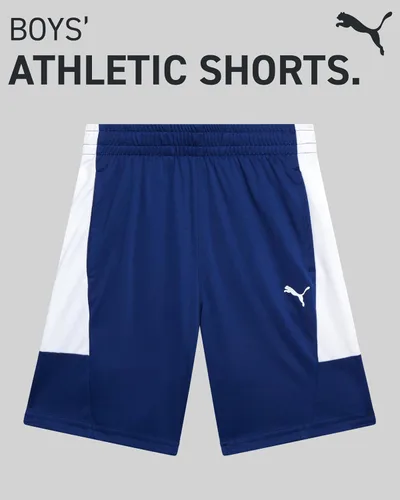 Miniatura 3 de PUMA Pantalones cortos deportivos para niños, de secado rápido, transpirables, entrelazados, con bolsillos (tallas 4-20)