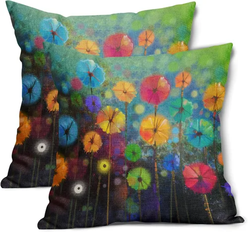 Miniatura 58 de Juego de 2 fundas de almohada de plantas verdes de 18 x 18 pulgadas, diseño de hojas de helecho botánico verde salvia, primavera, verano, vintage