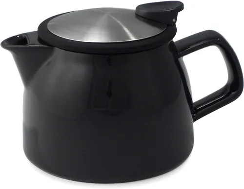 FORLIFE Bell - Tetera de cerámica con infusor de cesta, 16 onzas/15.9 fl oz, grafito negro