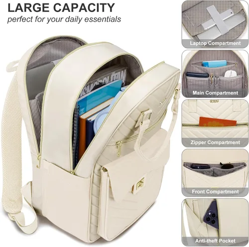Miniatura 2 de Linda Mochila Estética para Escuela Secundaria y Preparatoria, para Adolescentes y Estudiantes Universitarias, Mochila para Laptop para Mujeres