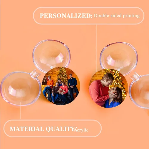Miniatura 3 de DXDOING Adornos de Navidad personalizados 2024, bola de fotos personalizada, adornos de imagen de doble diapositiva para decoración, regalos