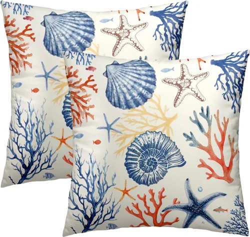 Miniatura 19 de Juego de 2 fundas de cojín decorativas con bandera americana y flores de amapola roja y azul, 16 x 16 pulgadas, fundas cuadradas para sofá, sillón