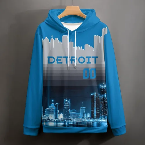 Miniatura 17 de Custom Football Hoodies City Night Skyline Personalized Sweatshirt Name Number Fan Gift Pullover for Men Women Youth