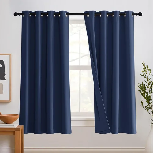 Miniatura 68 de RYB HOME 3 en 1 insonorizadas - oscurecedoras - cortinas de lino con aislamiento, cortinas de ahorro de energía con bloqueo de ruido para Lino blanco