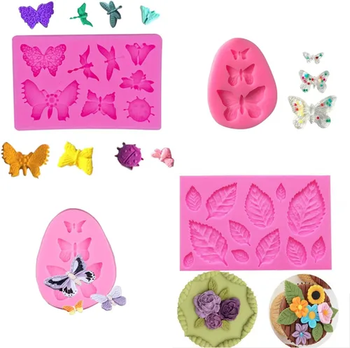 Miniatura 3 de FIRETREESILVERFLOWER Molde de silicona para fondant de flores y mariposas, para decoración de pasteles, dulce de chocolate, arcilla polimérica