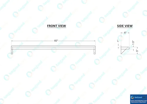 Miniatura 5 de AmGood Estante de pared de acero inoxidable de 60 pulgadas de largo x 6 pulgadas de profundidad Certificado NSF Estantería de metal
