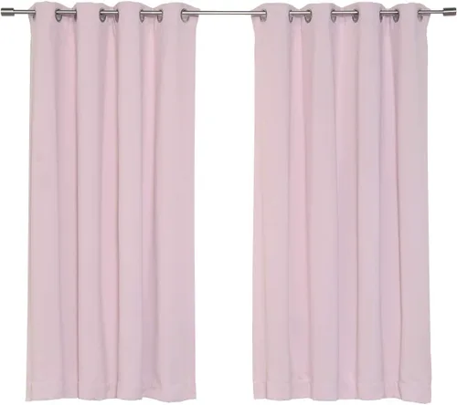 Best Home Fashion Cortinas opacas con aislamiento térmico, ojales de acero inoxidable y níquel, color rosa bebé, 52 pulgadas de ancho x 63 pulgadas