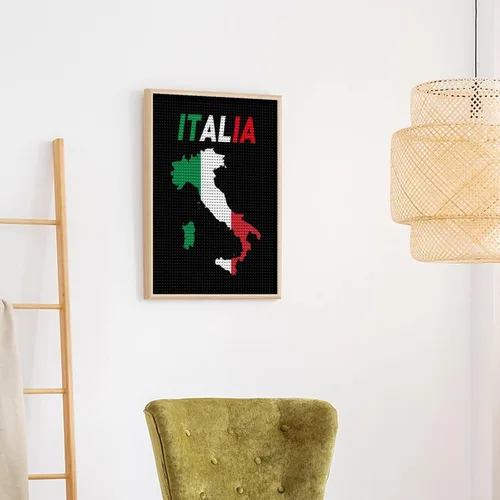 Miniatura 4 de Kit de pintura de diamantes de mapa de bandera de Italia, pintura de bricolaje, pintura de diamante, arte para decoración de pared del hogar