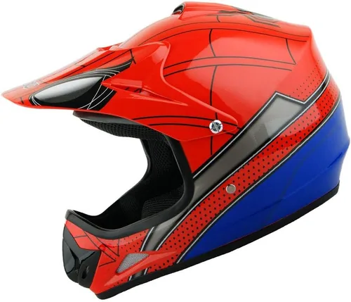 Miniatura 2 de WOW Casco para niños BMX MX Motocross ATV Dirt Bike Casco Spider Rojo