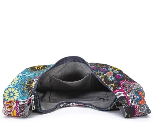 Miniatura 59 de Bolsa de hombro para mujer, de lona en estilo hippie/bohemio para llevar cruzada al hombro, disponible en diferentes colores y estampados