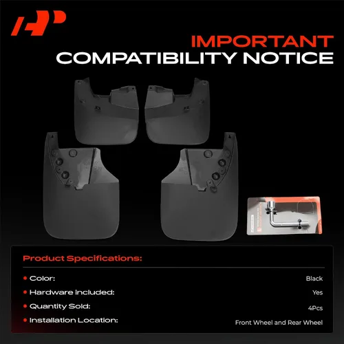 Miniatura 3 de A-Premium Aletas de barro compatibles con Toyota Tundra 2007-2021 Pickup, no requiere perforación, protectores de lodo con accesorios de hardware