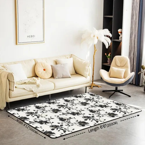 Miniatura 3 de jejeloiu Groovy Flower Area Rug 3x5 Retro Floral Boho Living Room Rugs for Bedroom 70S Hippie Groovy Flowers Bohemian Decor Carpet Psychedelic Beige