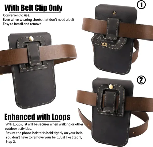 Miniatura 4 de Funda de cuero Topstache para teléfono para hombres - Funda con cierre magnético para iPhone 17/16/15/14/13/12 - Funda de cinturón de cuero con clip