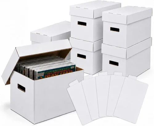 Miniatura 10 de PIT66 Paquete de 3 Cajas de Almacenamiento de Cómics que Contiene 150-175 Cómics Plegables y Apilables Caja Corta de Cómics a Prueba de Humedad Caja