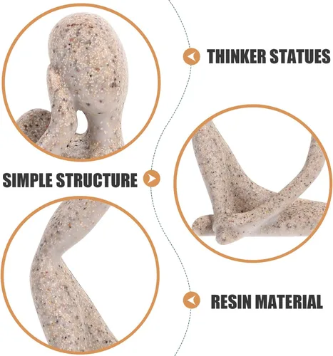 Miniatura 7 de Estatuilla de pensador de resina, escultura abstracta, estatua decorativa para el hogar, oficina, estantería y escritorio, arte estético único