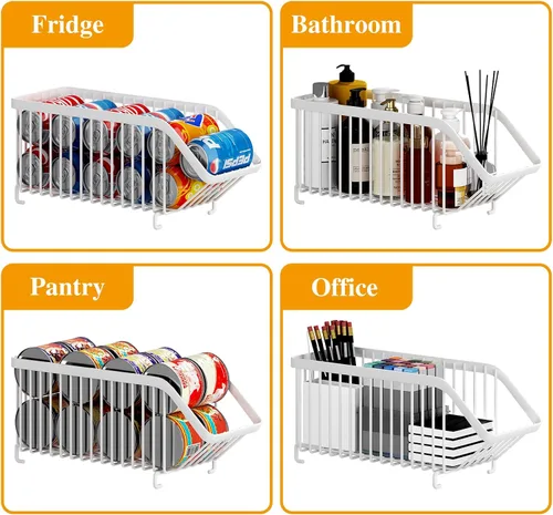 Miniatura 5 de GILLAS Paquete de 8 organizadores apilables de latas de soda para refrigerador, dispensador de latas, estante de almacenamiento de alimentos