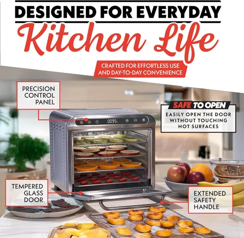 Miniatura 9 de Gourmia Deshidratador de alimentos de 8 bandejas – Secador digital de alimentos de acero inoxidable para carne seca, frutas y hierbas, control