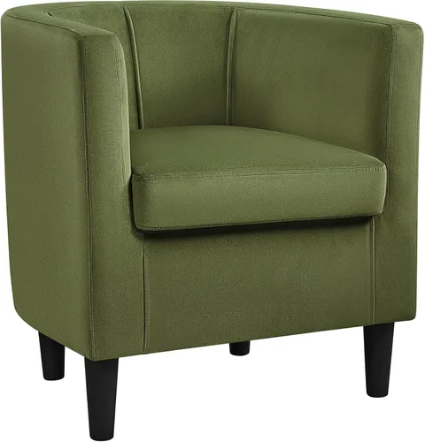 Miniatura 10 de Yaheetech - Silla de terciopelo decorativa, sillones modernos y cómodos, silla de sofá de barril tapizada para sala de estar, dormitorio, sala