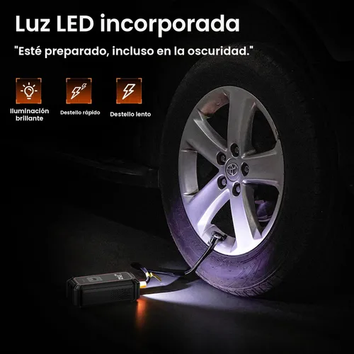 Miniatura 11 de OlarHike Compresor de aire inalámbrico, inflador de neumáticos portátil, 150PSI de doble potencia - 5400 mAh y 12V DC, bomba de aire para neumáticos