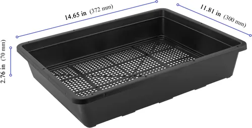 Miniatura 2 de KEILEOHO Paquete de 12 bandejas de malla de plástico, bandejas de germinación de semillas negras, bandeja de cultivo de microverdes con parte
