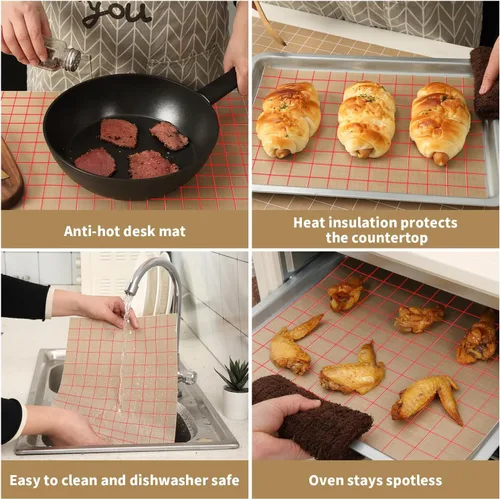 Miniatura 7 de Rollo de silicona para hornear de 16 pulgadas x 5 pies, corte libre, tapete antideslizante para repostería, forro antiadherente reutilizable