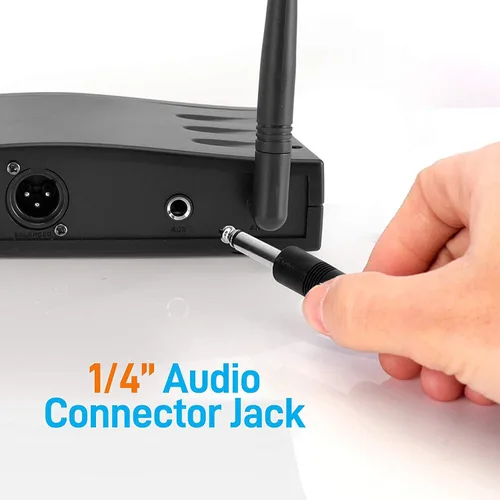 Miniatura 6 de PYLE Sistema de micrófono inalámbrico UHF compacto - Juego de receptor de micrófono digital de escritorio profesional de 1 canal con transmisor