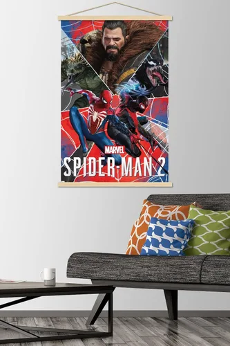 Miniatura 2 de Trends International Marvel's Spider-Man 2 - Póster de pared de grupo, 22.37 x 34.00 pulgadas, paquete de impresión premium y colgador de madera