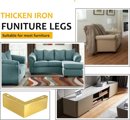 Miniatura 6 de Paquete de 4 patas de muebles de 2 pulgadas de altura, patas de muebles de diseño moderno, patas de metal de repuesto para sofá, mesa auxiliar