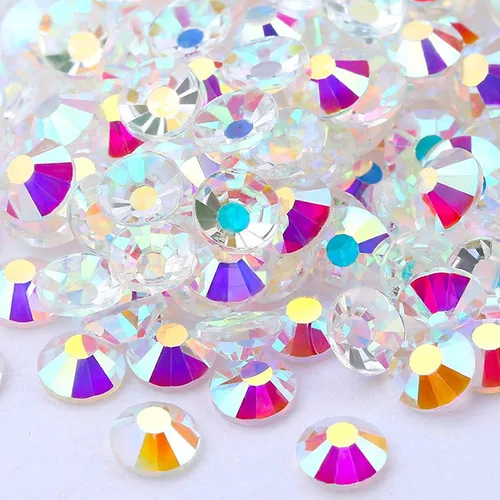 7200 diamantes de imitación de cristal con parte trasera plana, pegamento medio redondo, gemas de diamantes de imitación para manualidades y arte de