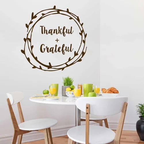 Miniatura 2 de Thankful + Grateful Calcomanía de laurel Decal Set – Oro beso Cortar Fall Leaf by chromantics
