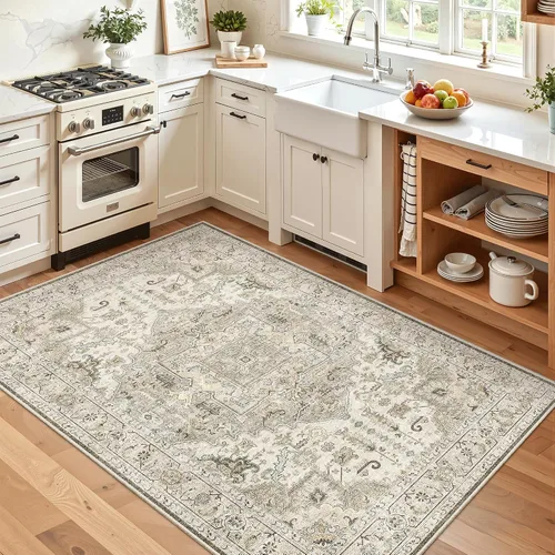 Miniatura 12 de Madane Tapete lavable de 2 x 10 pies para pasillo, cocina, recibidor, clásico, suave, antideslizante para interiores, casa de campo, baño, sala