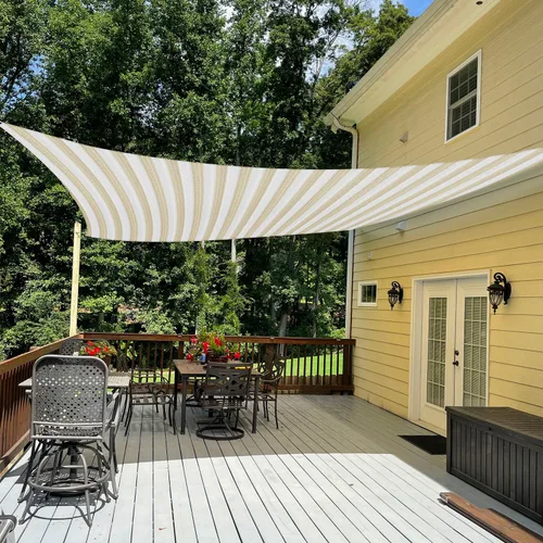 Tang Sunshades Depot - Toldo cuadrado permeable (6.35 oz/m²), color beige, azul, marrón, amarillo, verde oscuro, beige a rayas y blanco a rayas
