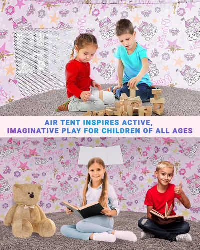 Miniatura 3 de Skywin Fairy Fort - Carpa de Aire para Niños con Puerta (77" x 50") Se Arma en 30 Segundos, Carpas para Niños Pequeños de Interior para Juego Fuerte