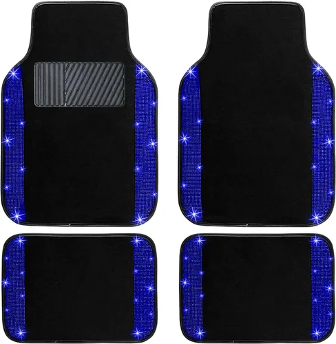 Miniatura 28 de NBTEPEM Juego completo de alfombrillas brillantes para piso de automóvil y funda para volante, ajuste universal para la mayoría de los automóviles
