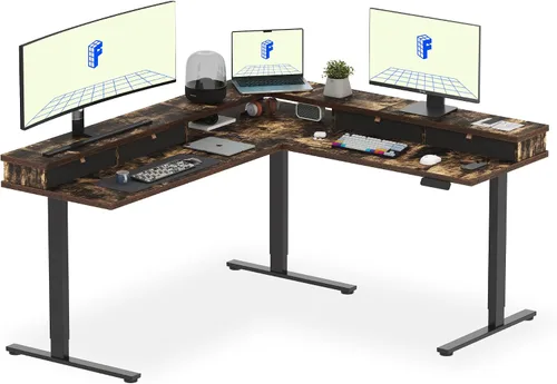 Miniatura 34 de FLEXISPOT Escritorio de pie en forma de L, escritorio de esquina eléctrico de altura ajustable de 63 x 47 pulgadas, estación de trabajo