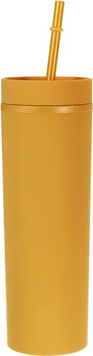 Miniatura 14 de uxcell Vaso delgado con tapas y pajitas, vaso delgado de 16 onzas color negro mate a granel, vaso acrílico pastel reutilizable, vaso de plástico