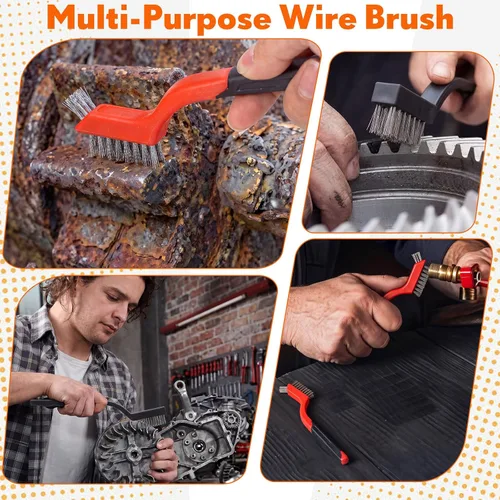 Miniatura 4 de Zhehao 90 Pcs Mini Wire Brushes Set for Cleaning Small Stainless Metal Brush Scrub Masonry Brass Wire Curved Handle for Cleaning Welding Slag Rust