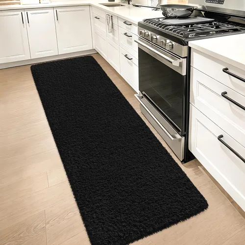 Miniatura 29 de Alfombras suaves para dormitorio, alfombra de pasillo de 2 x 6 pies, alfombra de felpa lanuda antideslizante para mesita de noche, sofá, sala
