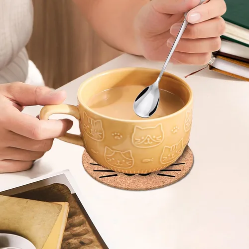 Miniatura 8 de BigNoseDeer 2 tazas lindas de cerámica Kawaii con gato, taza de café con tapa, tazas de té y platillos para postre, regalos lindos para amantes