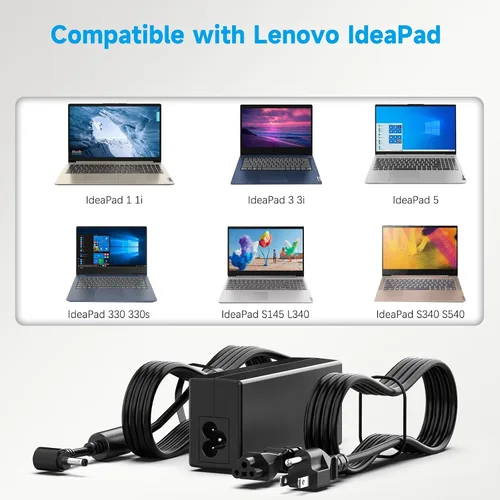 Miniatura 4 de Cargador para portátil de 45 W, 20 V, 2.25 A, compatible con Lenovo Ideapad 100 110 110s 120s 310 320 320s 330 330s 510 510s 710s; Yoga 710 11 14