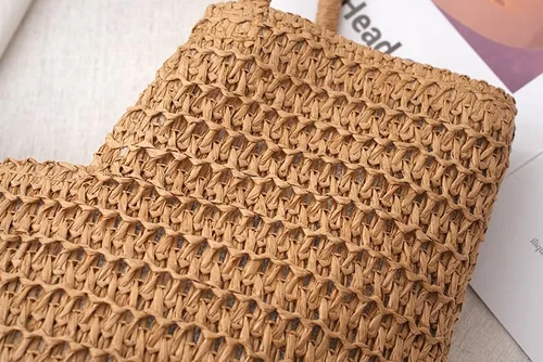 Miniatura 4 de Bolso de playa tejido ligero con cremallera de hombro de verano beige