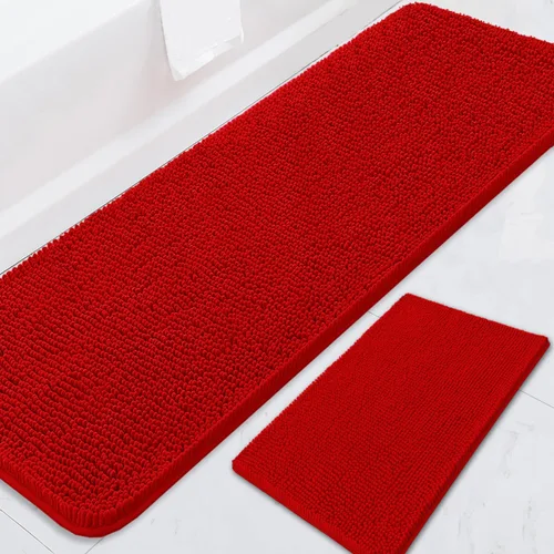 Miniatura 47 de Juegos de alfombras de baño de 2 piezas, alfombra de baño de felpilla extra suave ultra absorbente, alfombra de baño con base antideslizante de PVC