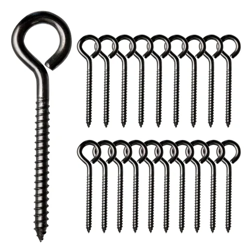 Miniatura 9 de Muzata 20 tornillos de ojo de 2 pulgadas para madera T316 acero inoxidable M4 ojales ganchos autorroscantes para interiores y exteriores CN22